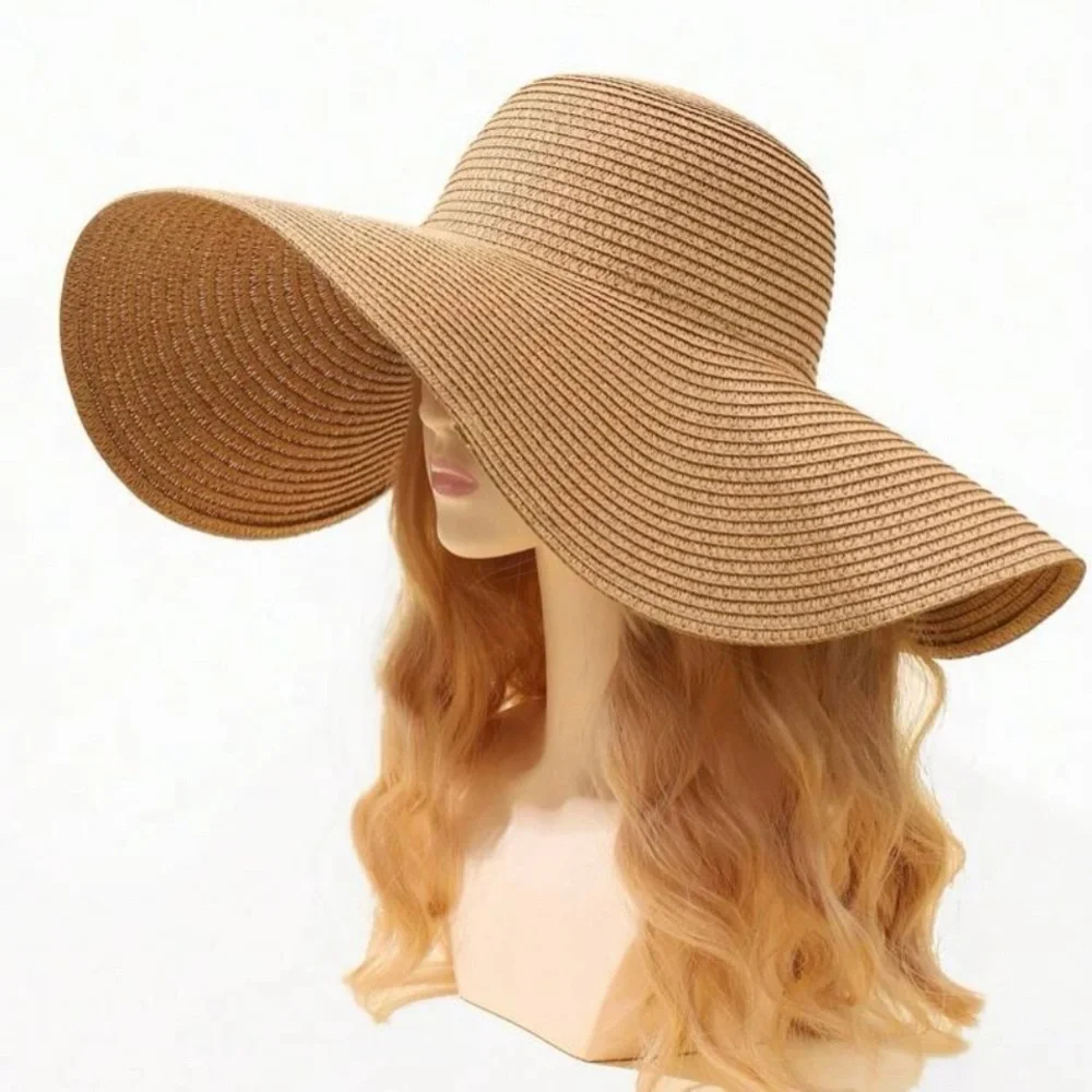 1pc Women Solid Boho Straw Hat For Summer - Picture 1 of 3
